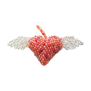 Mini Heart with Wings Ornament, Pink