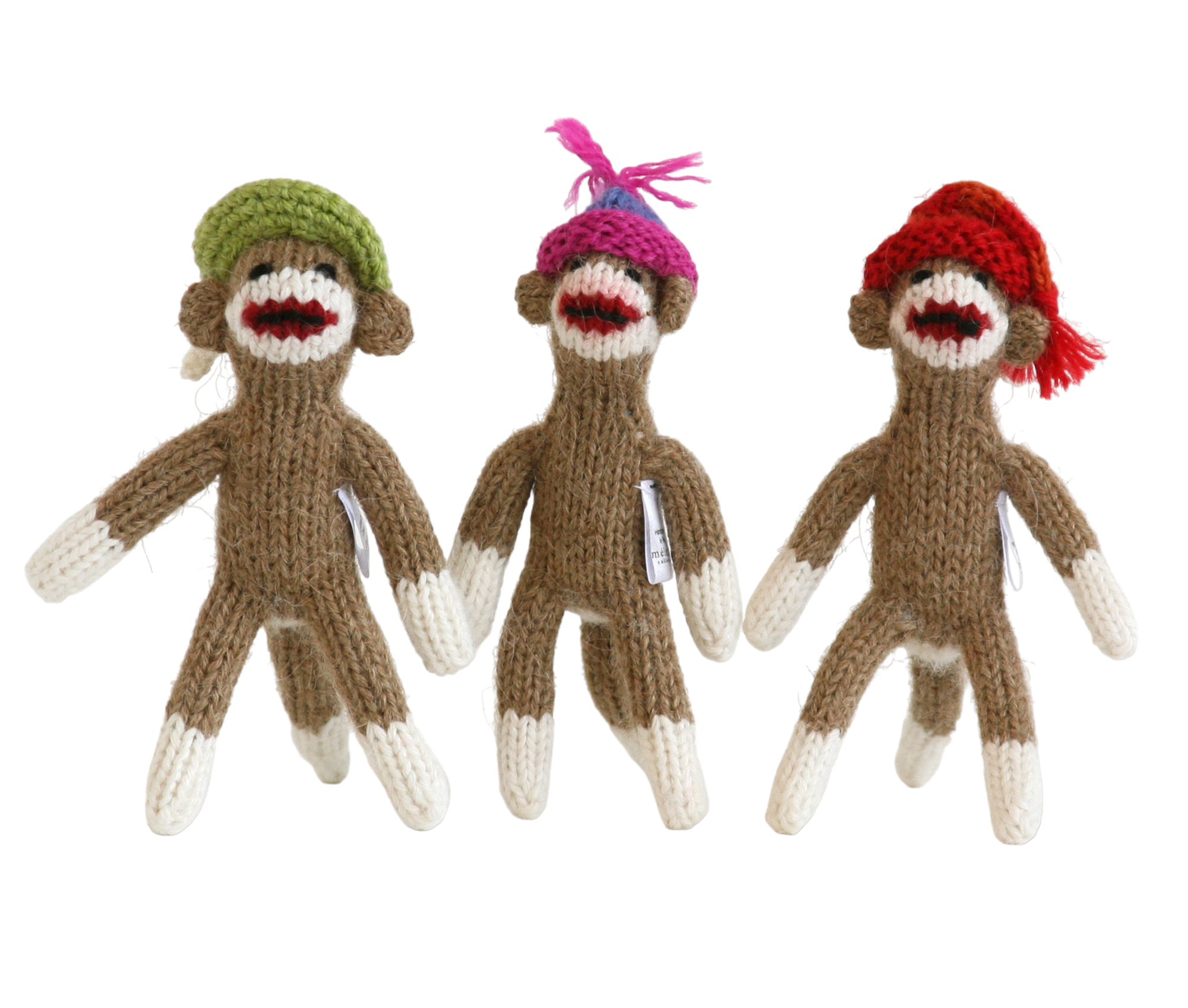 Sock Monkey Ornament - set of 3